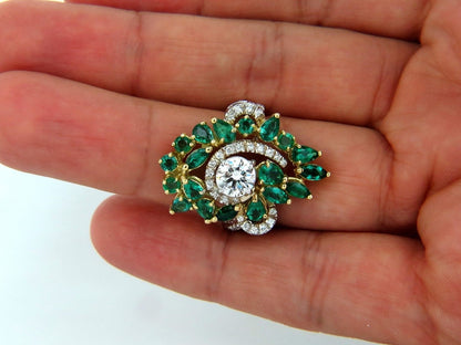 GIA certified 4.06ct. Emerald & Diamonds Cocktail Cluster ring 18kt