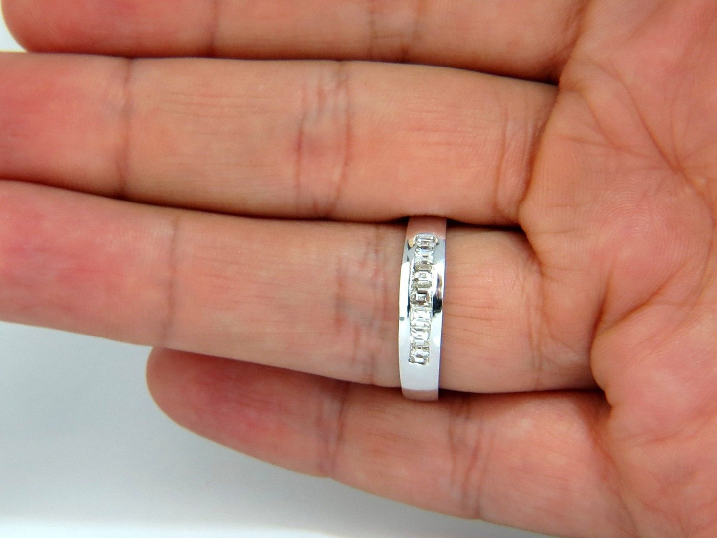 .60ct Natural Princess Diamond Band Ring 14kt channel row