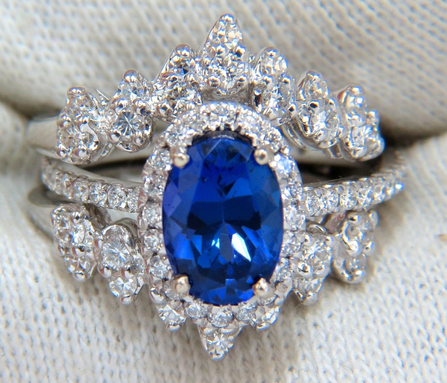3.07ct Natural Tanzanite Diamond ring + Insert Jacket Ring
