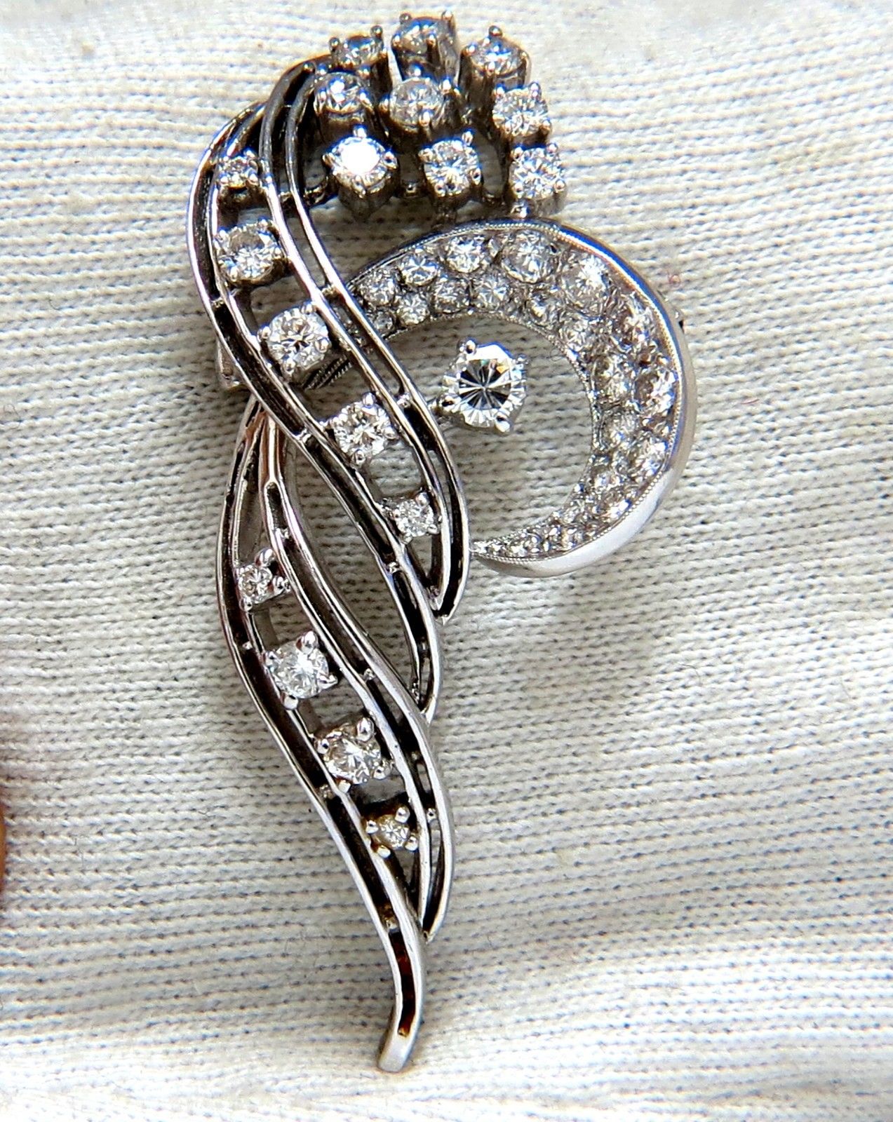 2.00ct Diamonds cluster brooch pendant pin Platinum Estate Cluster Cocktail