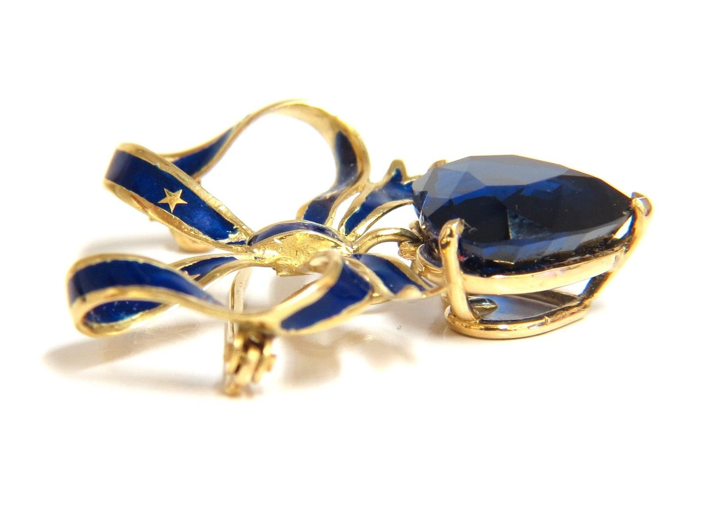 10ct Lab Sapphire Royal Blue Patriot Democrat Love Dangle Brooch