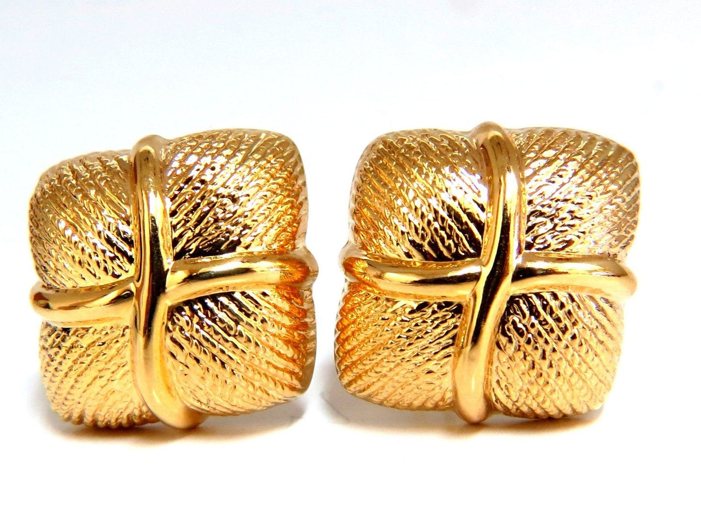 14kt Gold Textured Clip Earrings & Omega