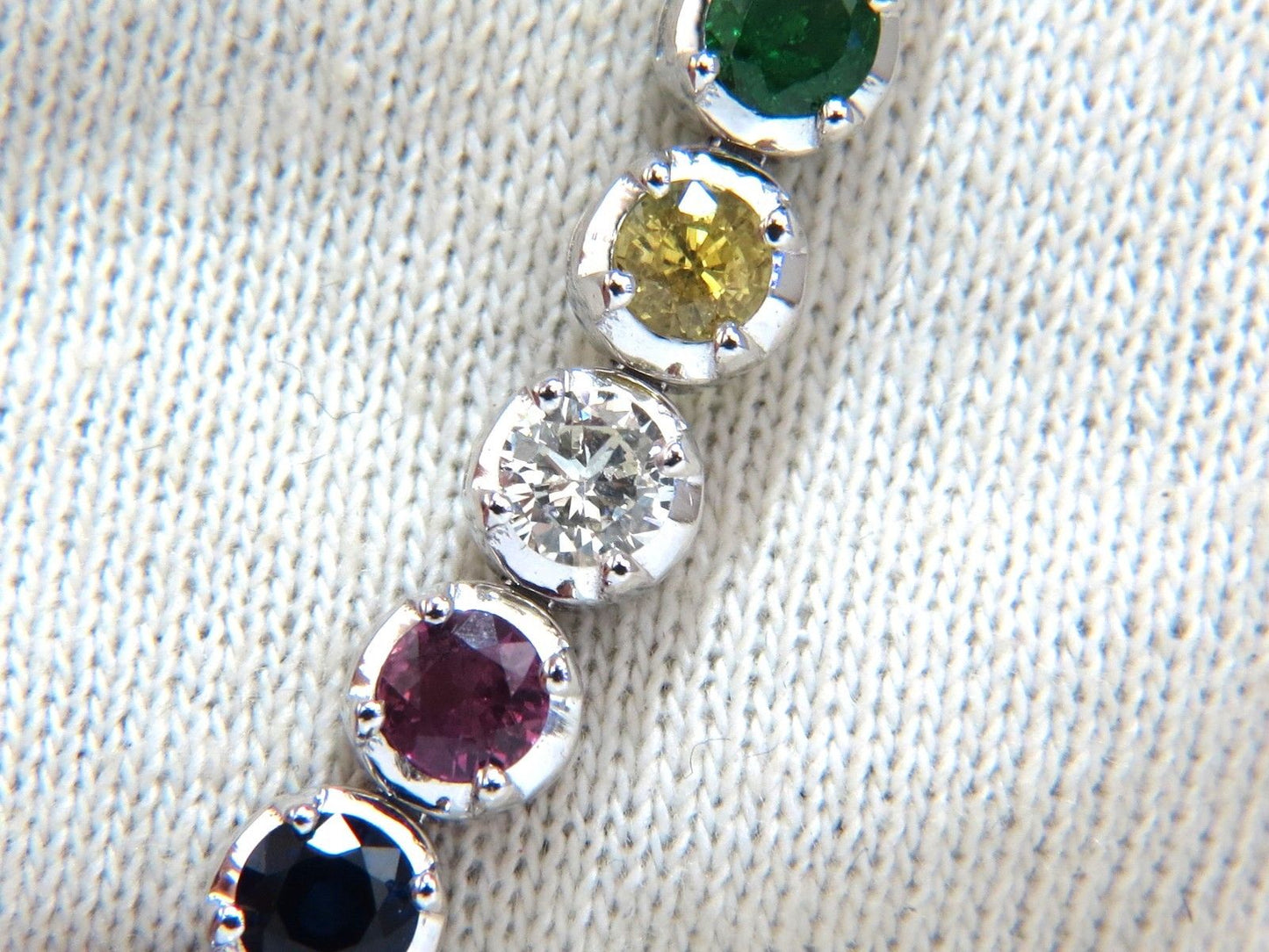 10.30ct natural ruby emerald sapphires diamond tennis bracelet 14kt gem line