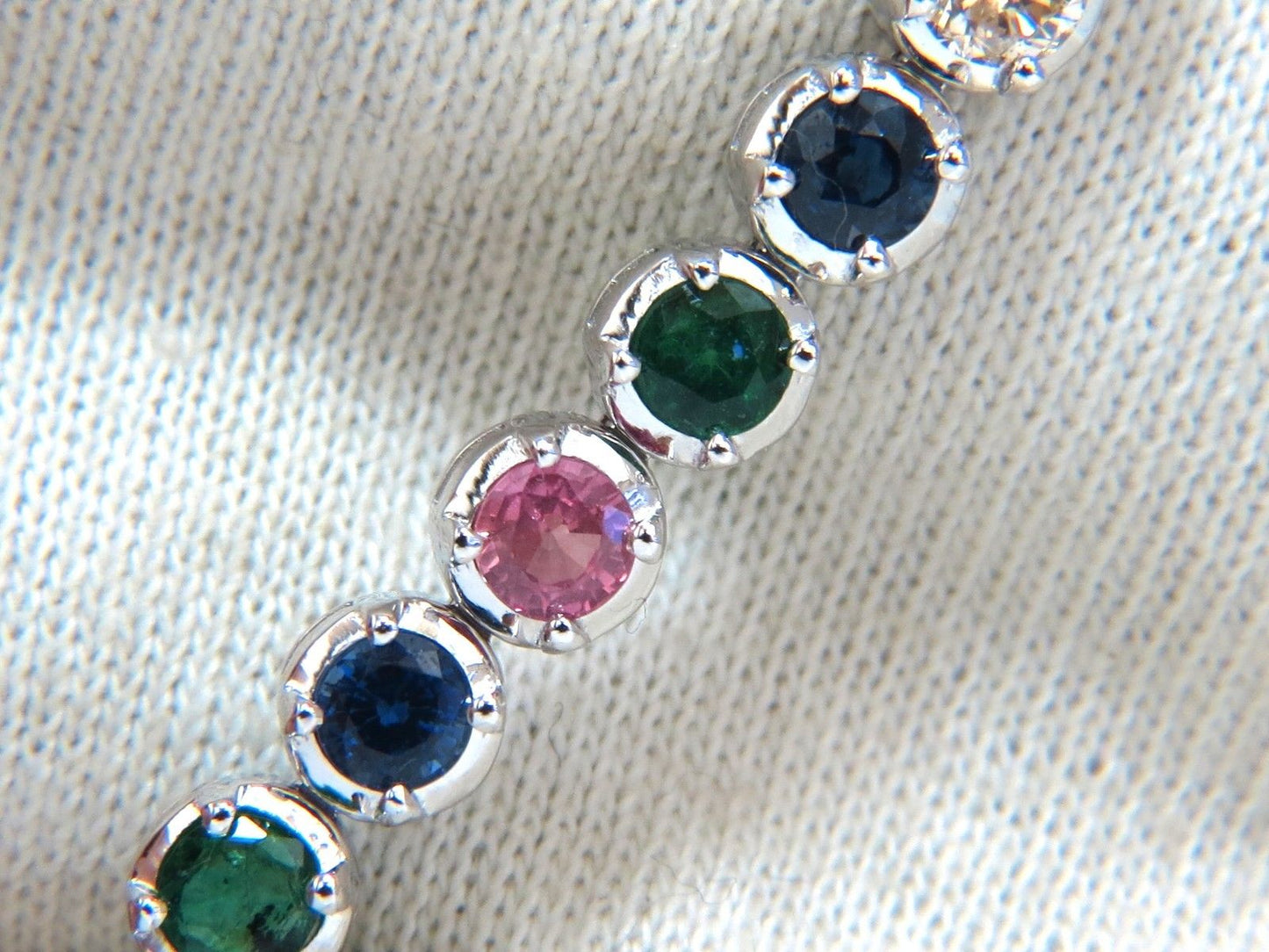 10.30ct natural ruby emerald sapphires diamond tennis bracelet 14kt gem line