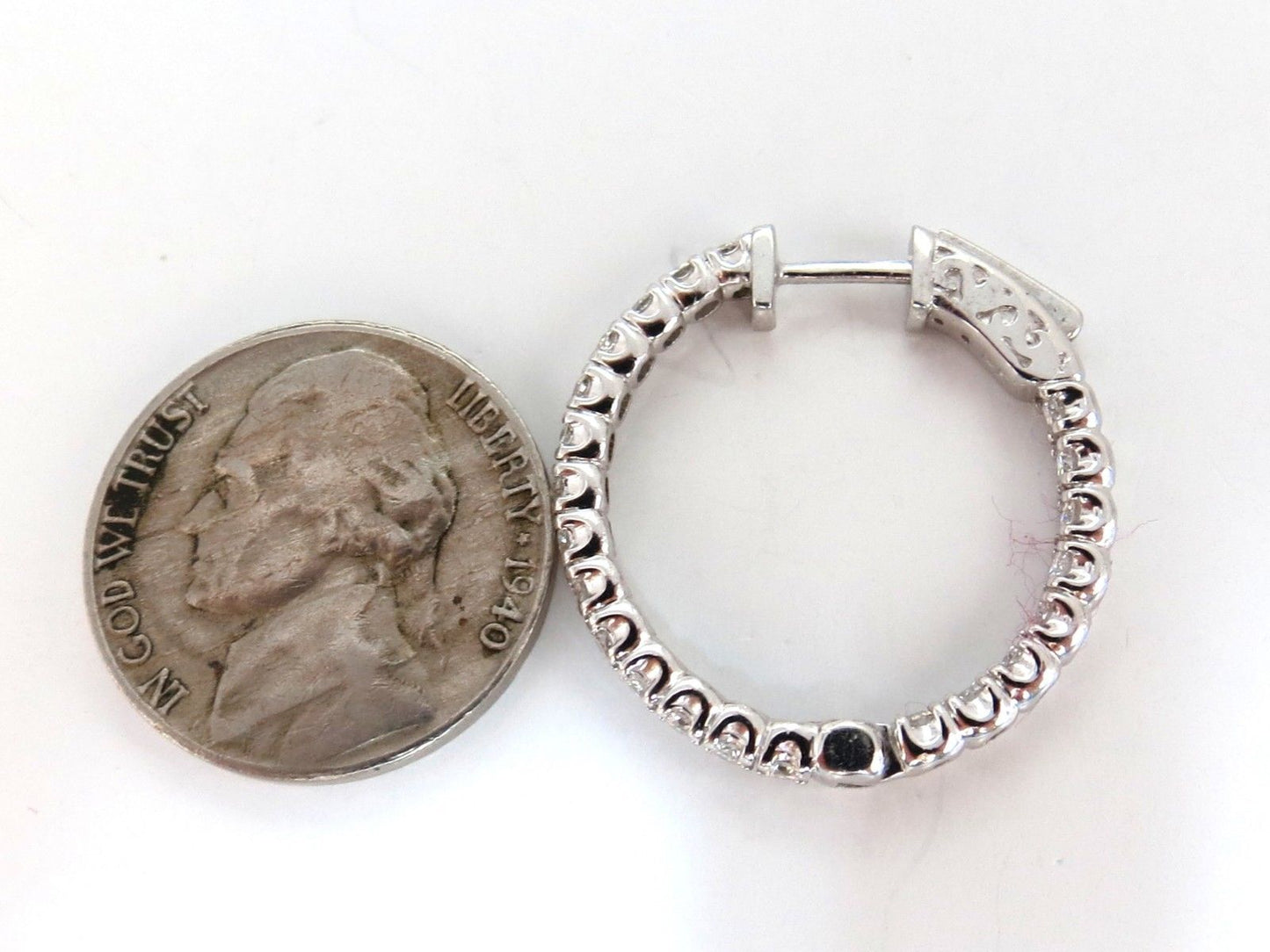 1.52ct. Natural Round Diamonds Hoop Earrings 14 Karat