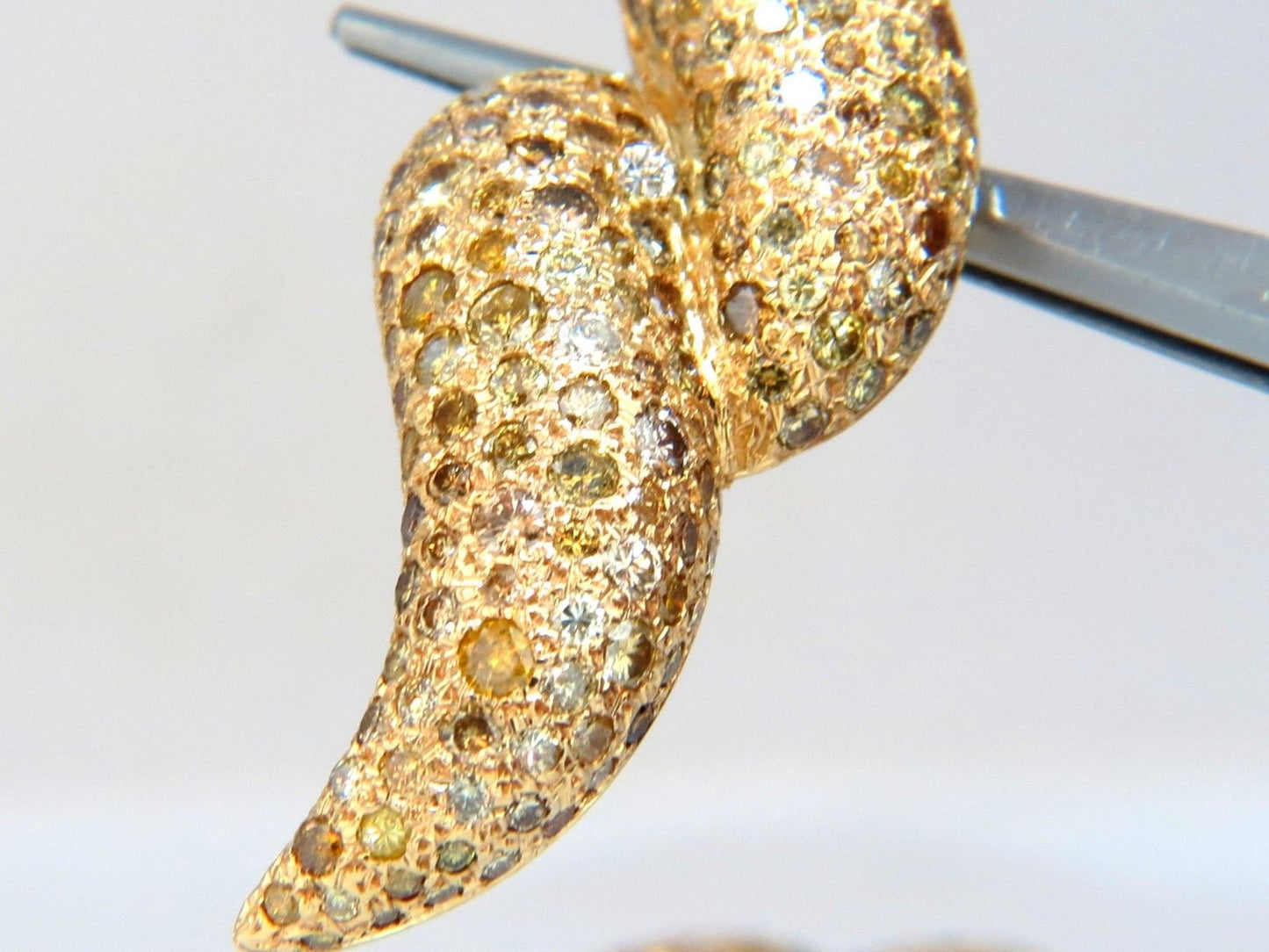 11ct. Natural Fancy Yellow Multicolor Diamond Swirl Dome Clip Earrings 14 karat