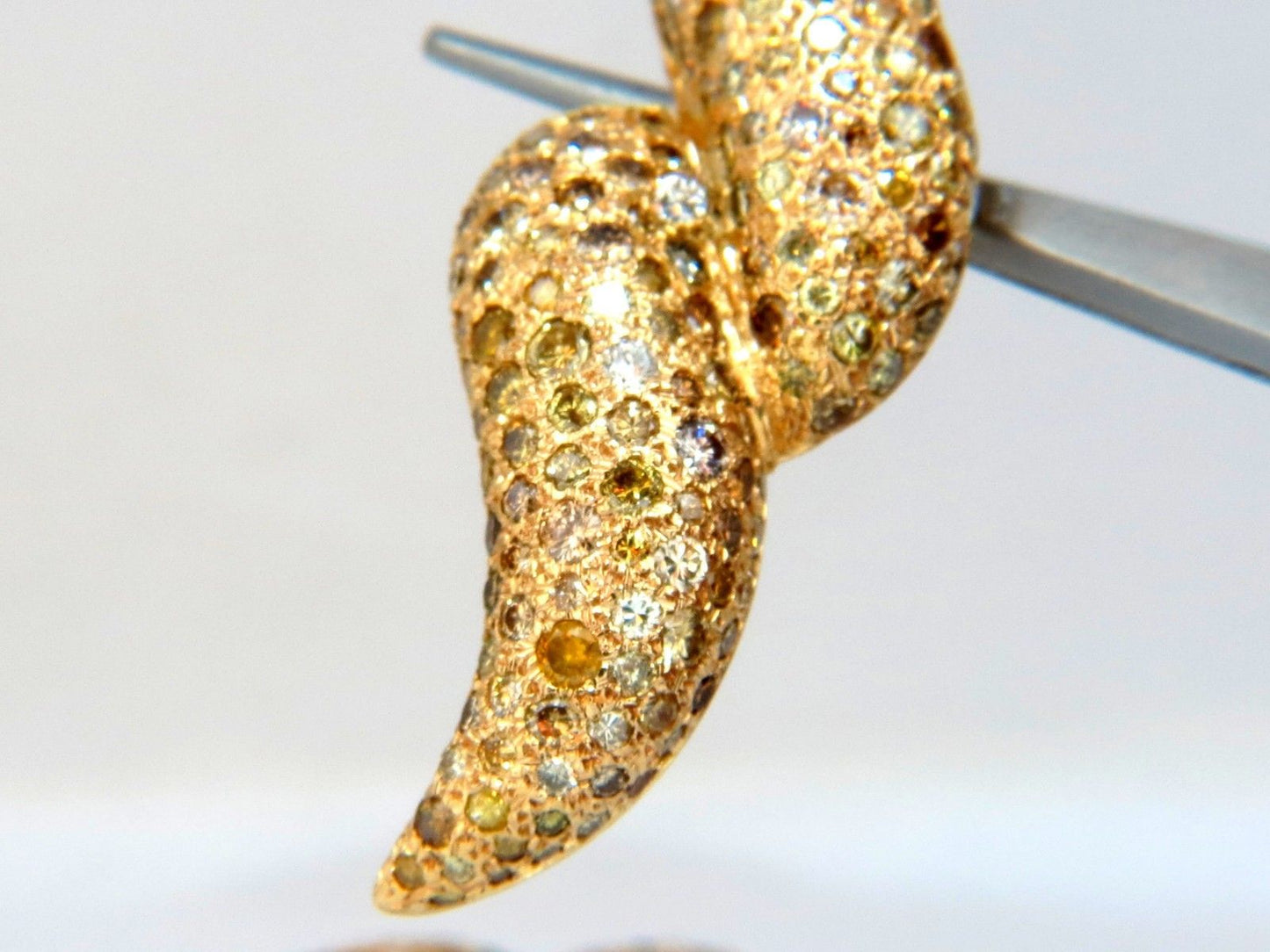 11ct. Natural Fancy Yellow Multicolor Diamond Swirl Dome Clip Earrings 14 karat