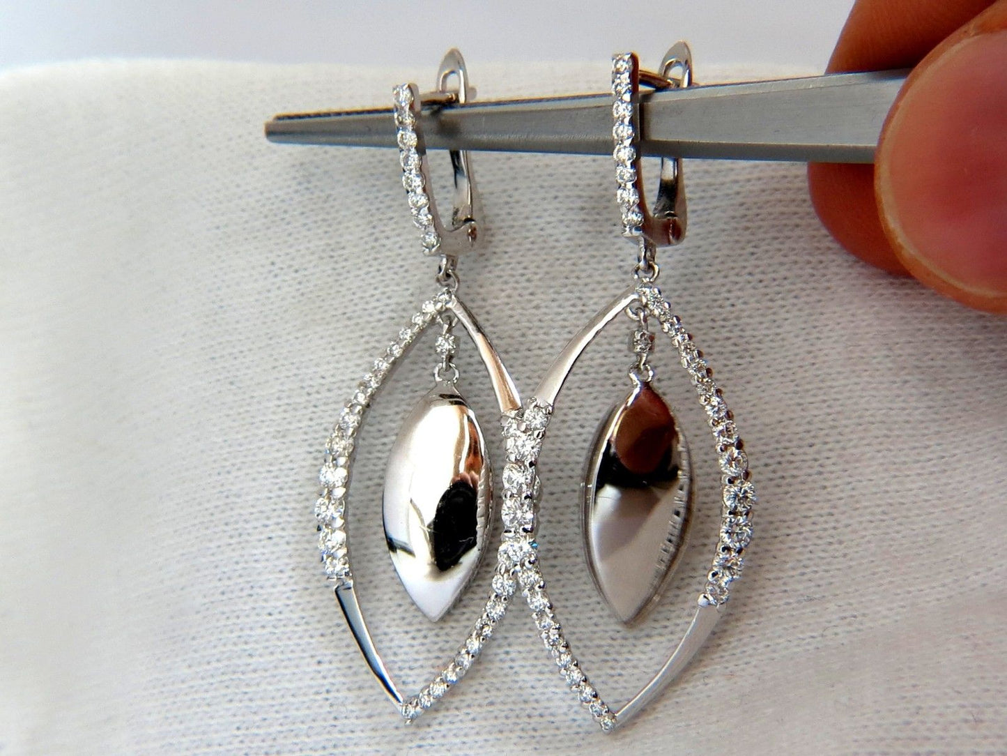 1.26CT Diamonds Marquise Form Dangle & Inner Earrings G/VS 14KT