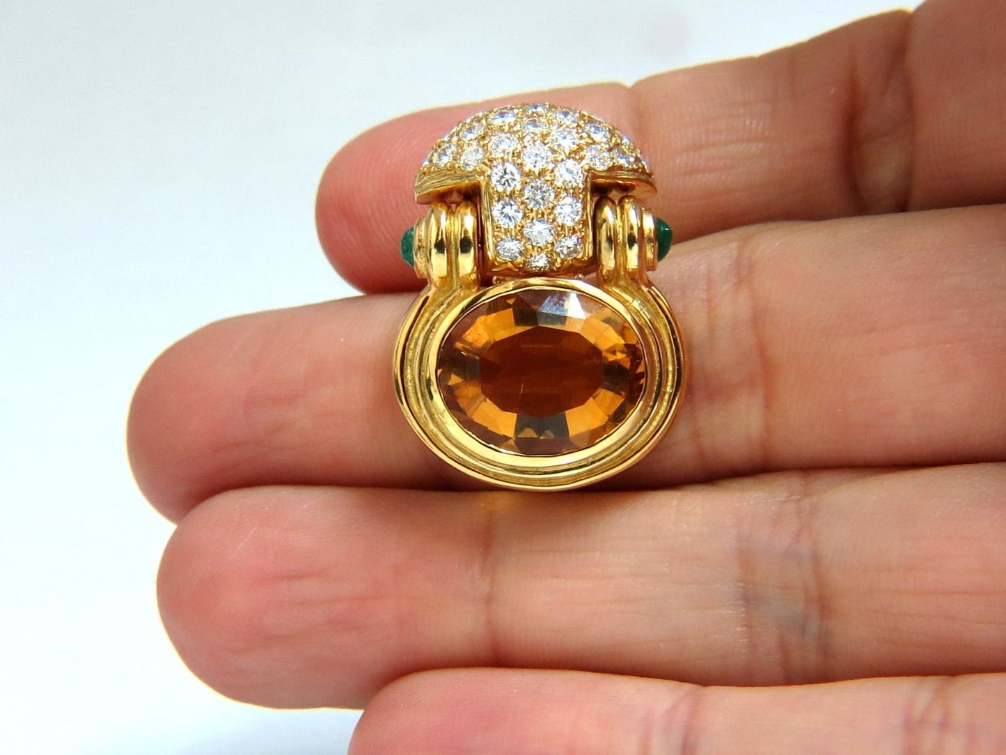 22.50ct Natural Yellow Citrine Diamonds Dangle Earrings 18kt