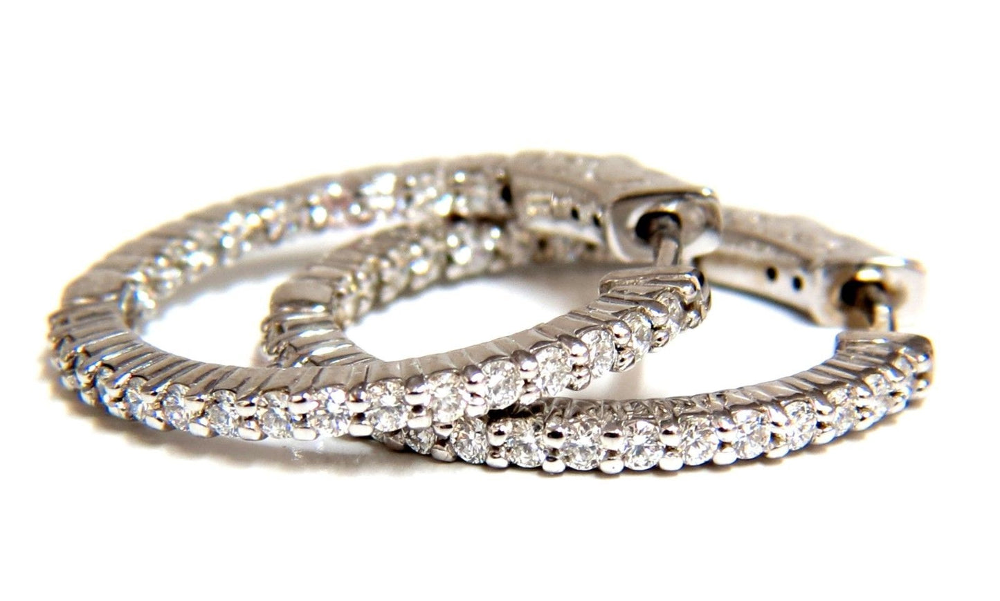 .86ct natural round brilliant in/out diamond hoop earrings 14kt g/vs
