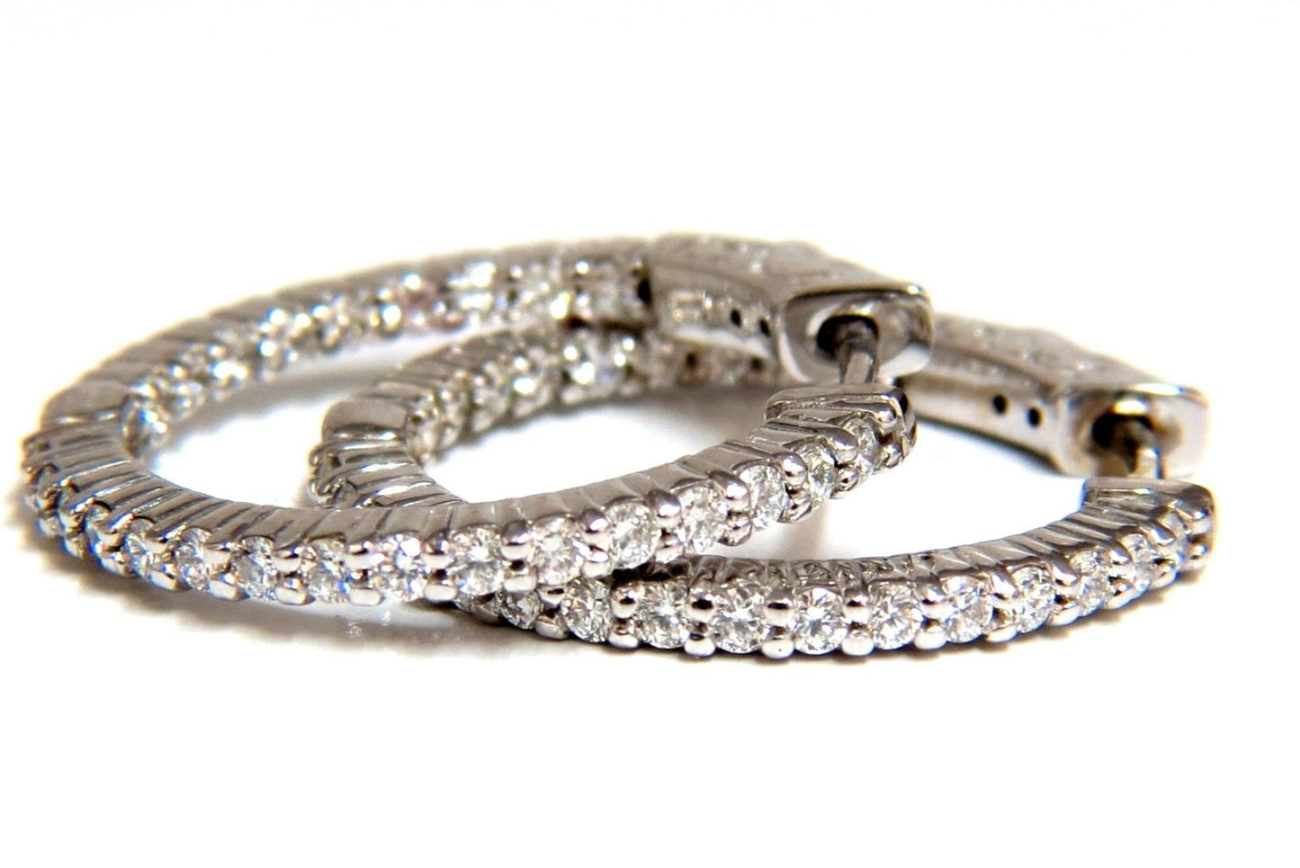 .86ct natural round brilliant in/out diamond hoop earrings 14kt g/vs
