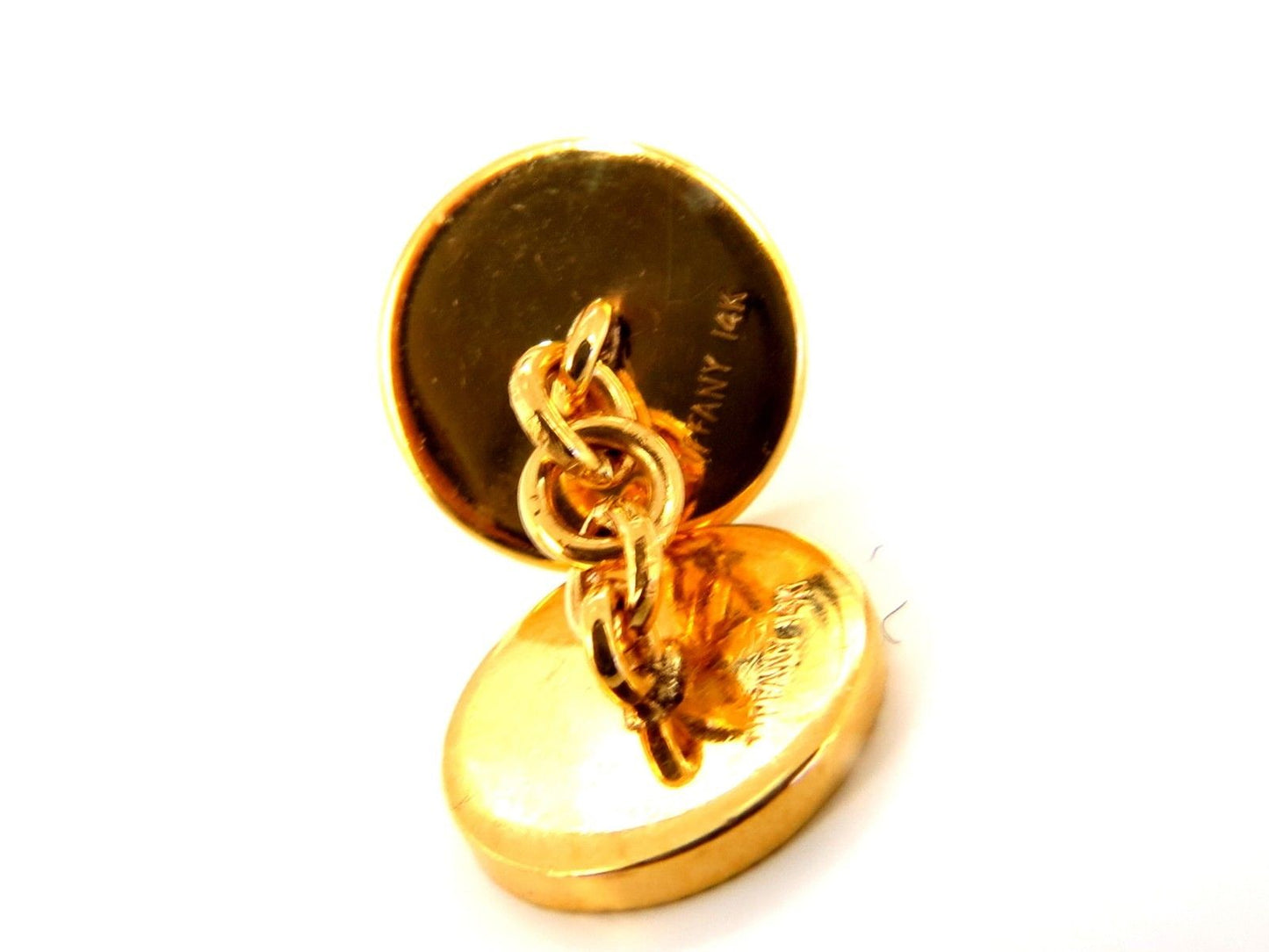 14kt 3D circular double textured Gold cufflinks tread lines