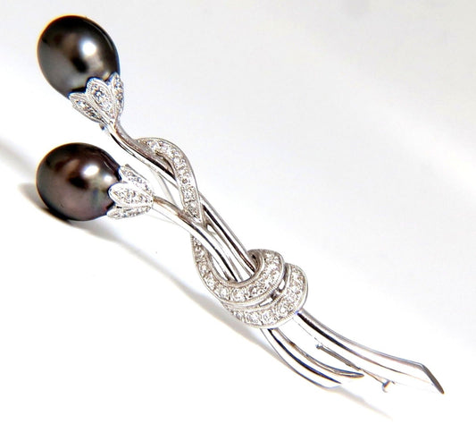 15mm Natural Tahitian Peacock Pearls Diamond Pin 18 Karat