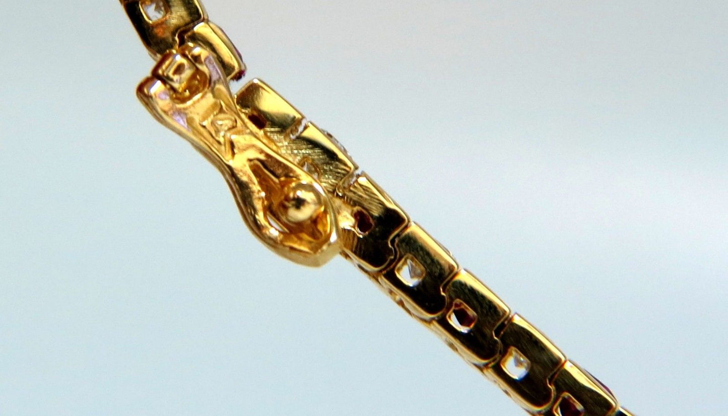 7.20ct Natural Ruby Diamonds Alternating Channel Line Bracelet 14 Karat