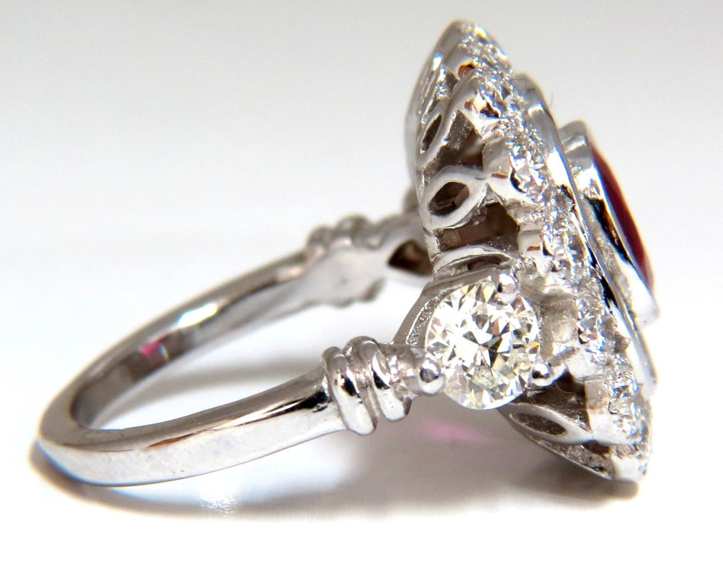 Ballerina Cocktail Cluster No Heat Ruby Diamond Ring 4.58ct. 18 Karat