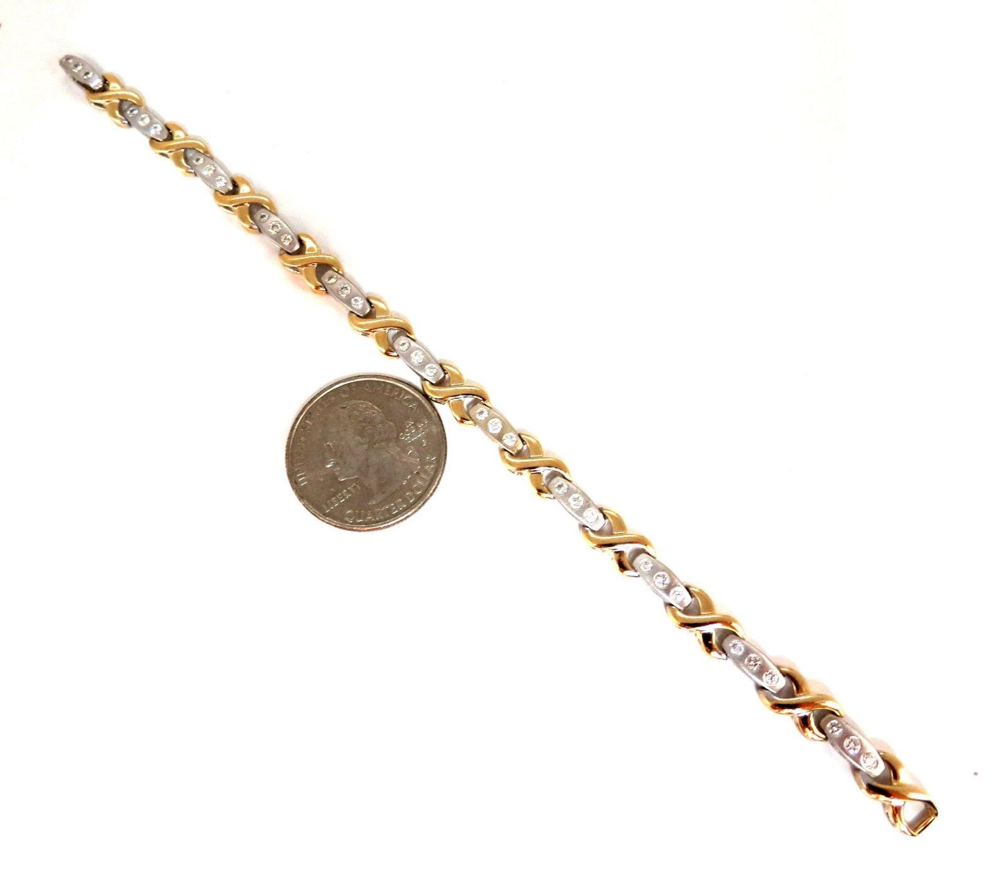 1.15 Carat Modern Diamond X Link Bracelet 14 Karat Two-Toned