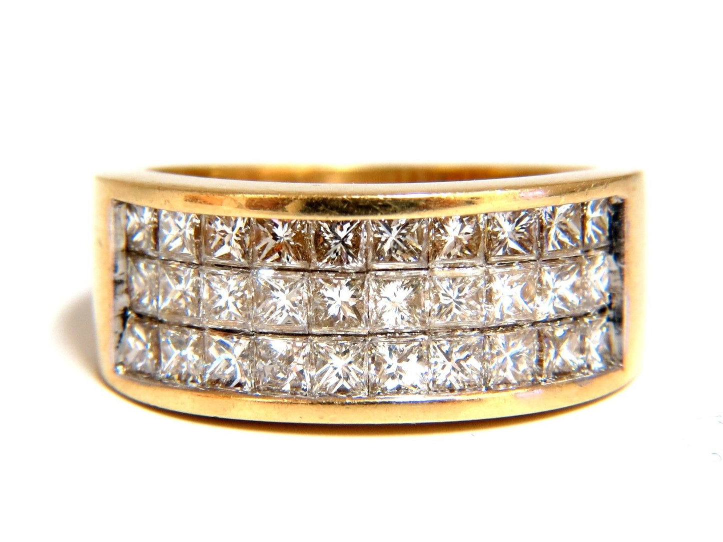 1.86ct natural princess cut diamonds triple channel band 14kt