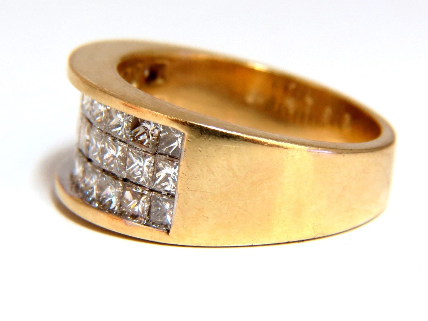 1.86ct natural princess cut diamonds triple channel band 14kt