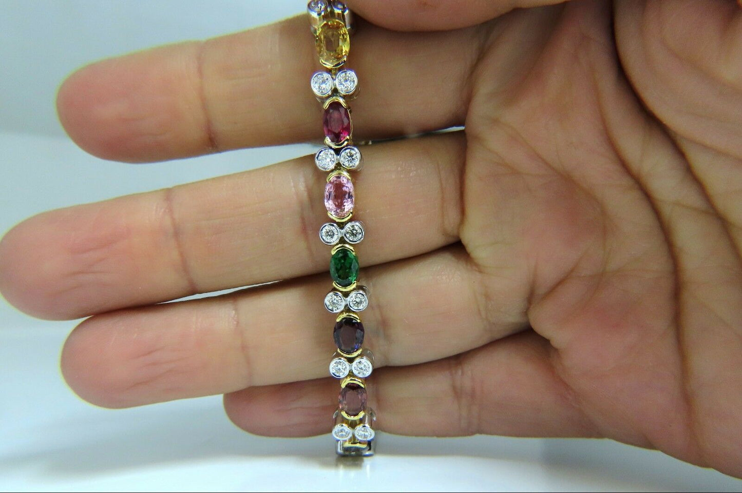 14.35ct Natural Spinel, Ruby, Sapphire, Green Garnet diamonds bracelet Gemline