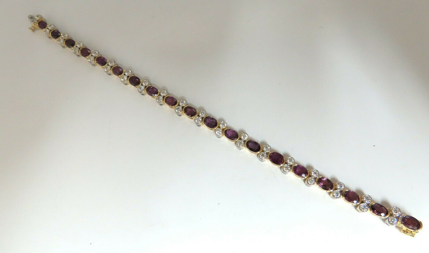 12.90ct Natural Ruby Diamonds Bracelet 14 Karat Two Toned