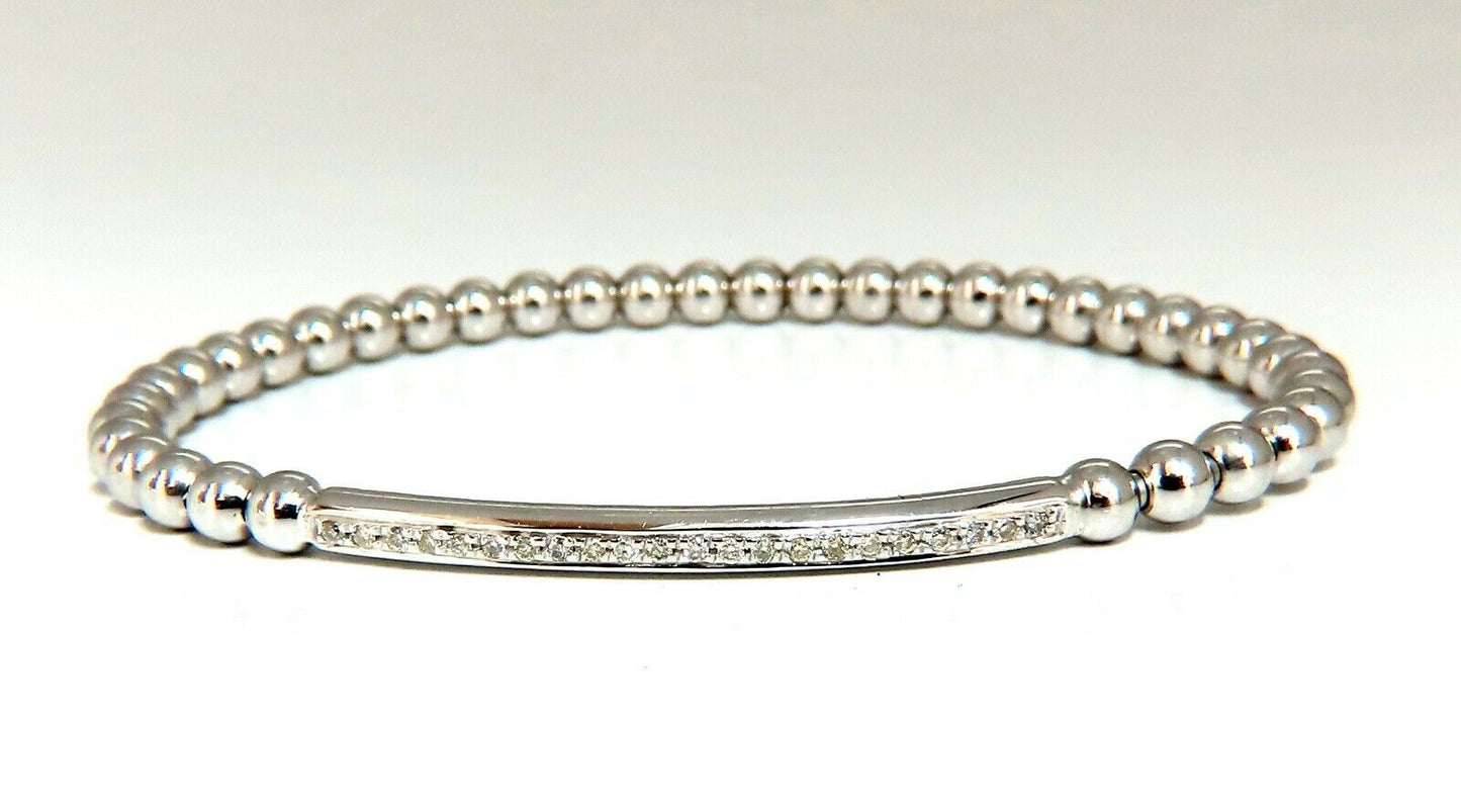 .24ct natural round Accordion Expandable Bead Link Slip On Bracelet 14 Karat