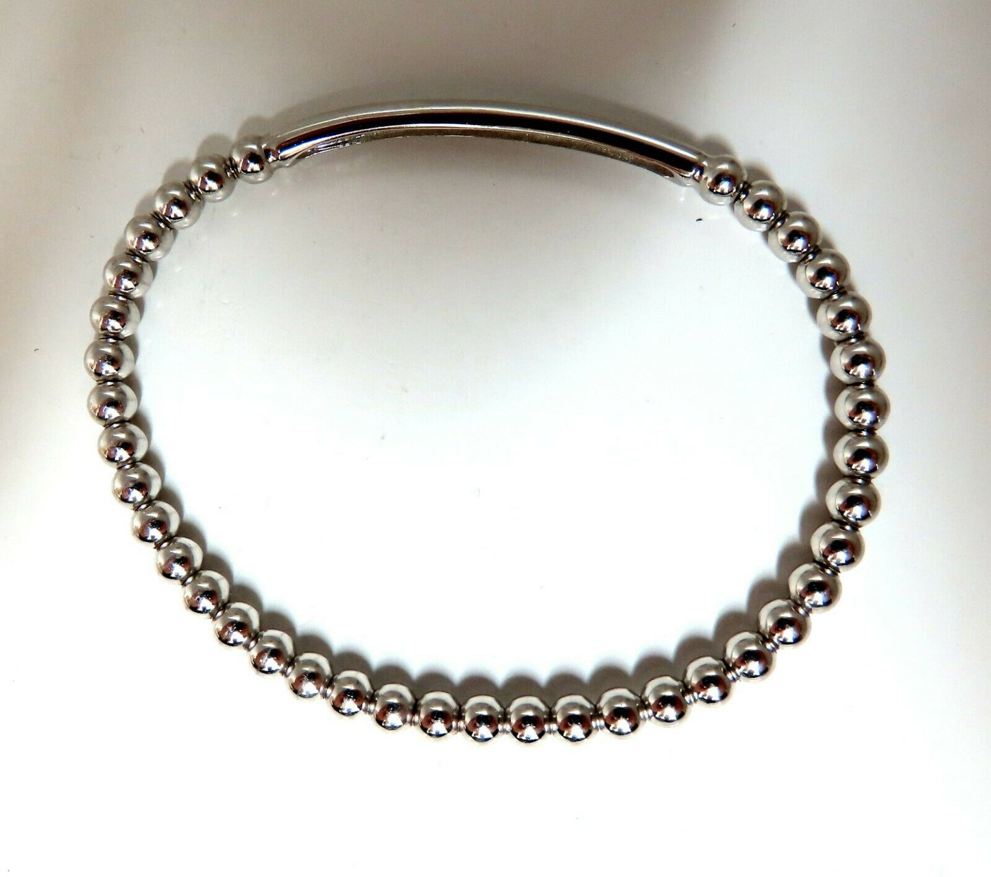 .24ct natural round Accordion Expandable Bead Link Slip On Bracelet 14 Karat