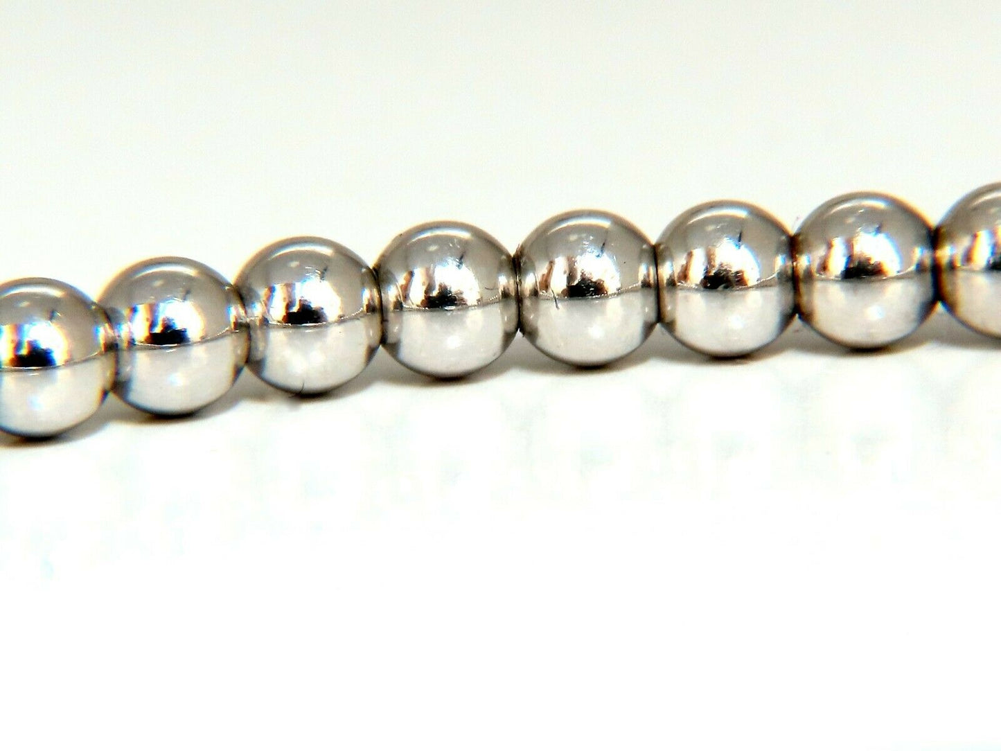 .24ct natural round Accordion Expandable Bead Link Slip On Bracelet 14 Karat