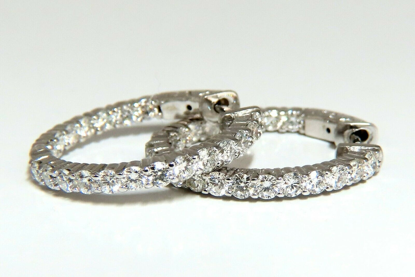 2.34ct natural round diamonds inside out hoop earrings button 14 karat