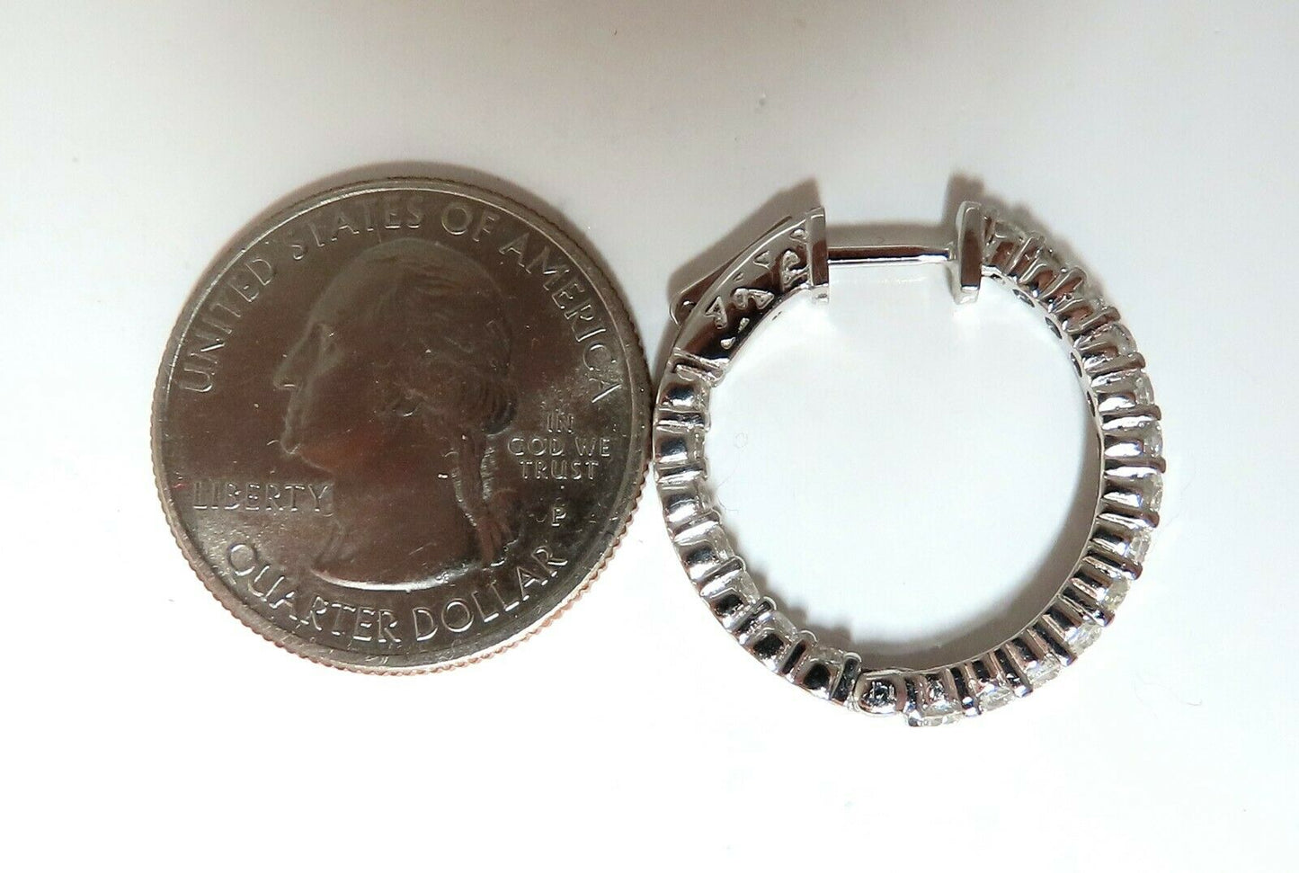 2.34ct natural round diamonds inside out hoop earrings button 14 karat