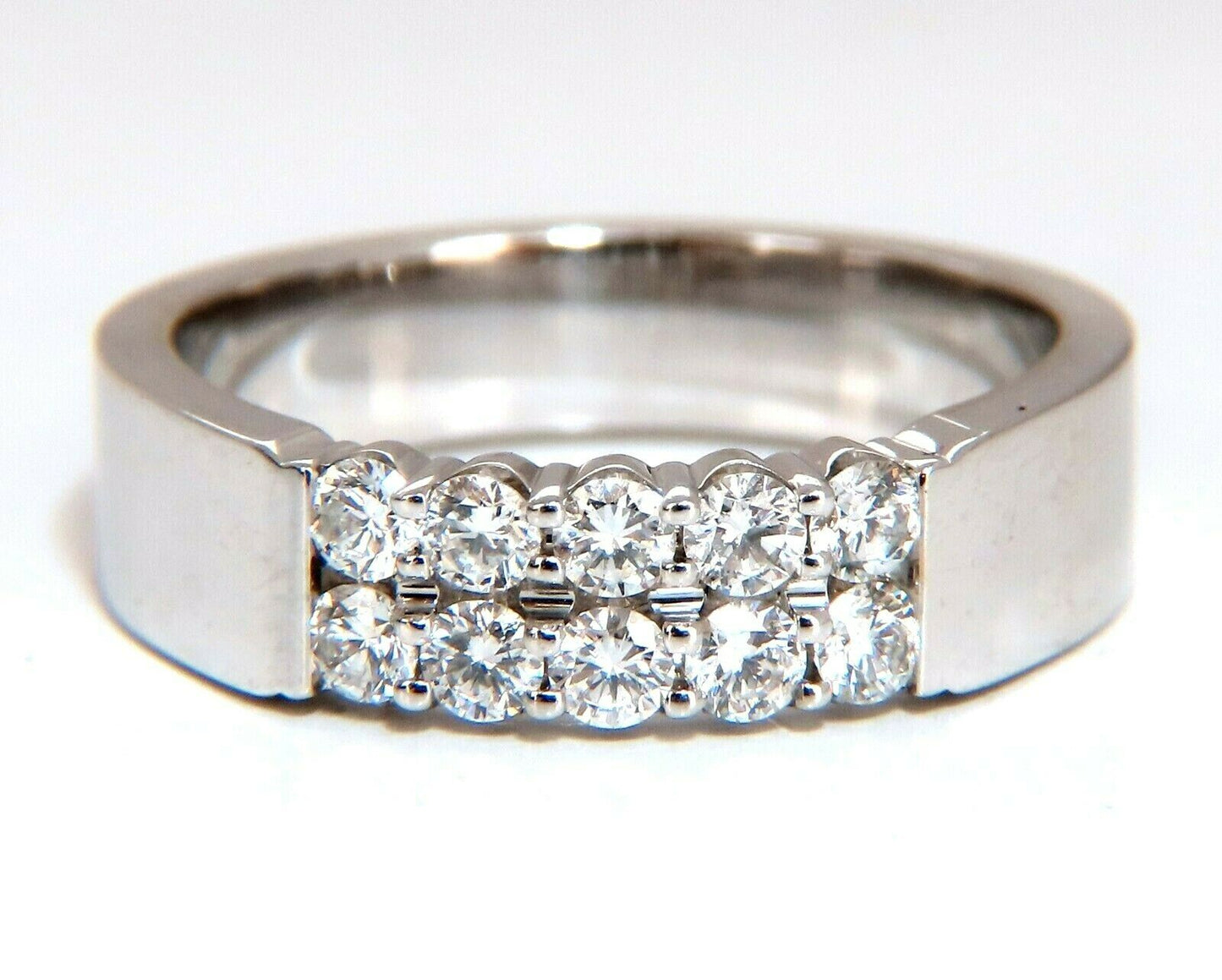 .60ct Natural Round Diamonds Double Row Common Prong Band 14 Karat