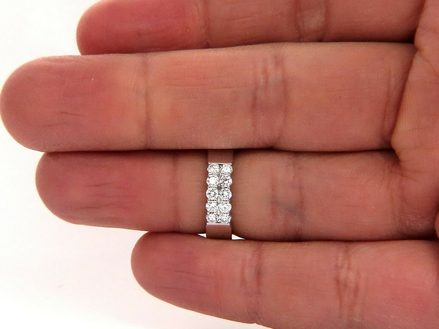 .60ct Natural Round Diamonds Double Row Common Prong Band 14 Karat