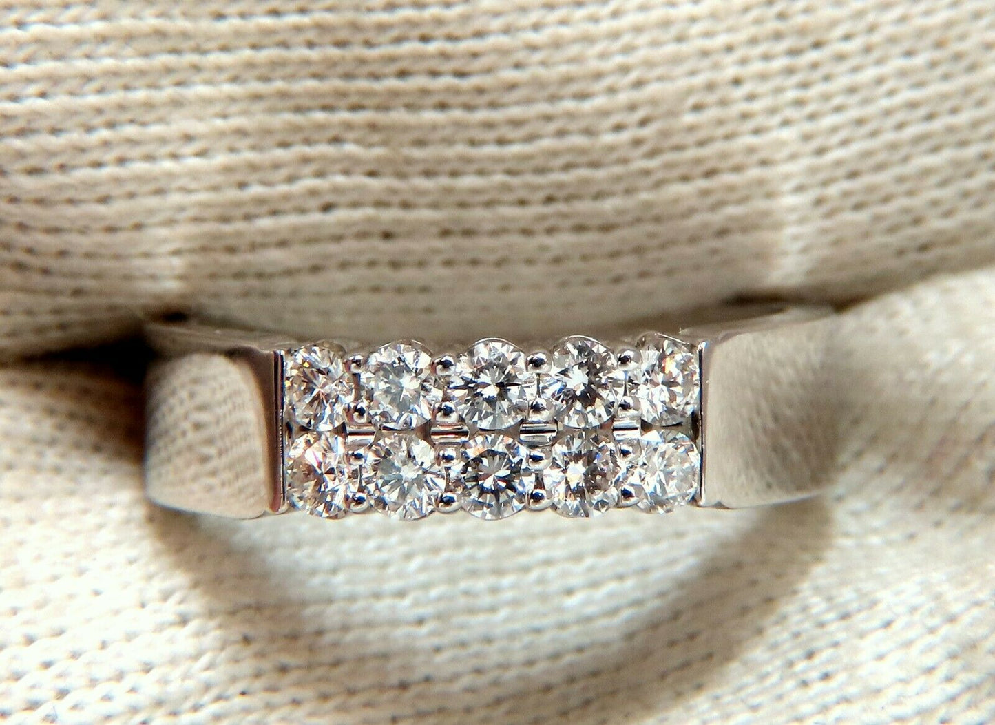 .60ct Natural Round Diamonds Double Row Common Prong Band 14 Karat