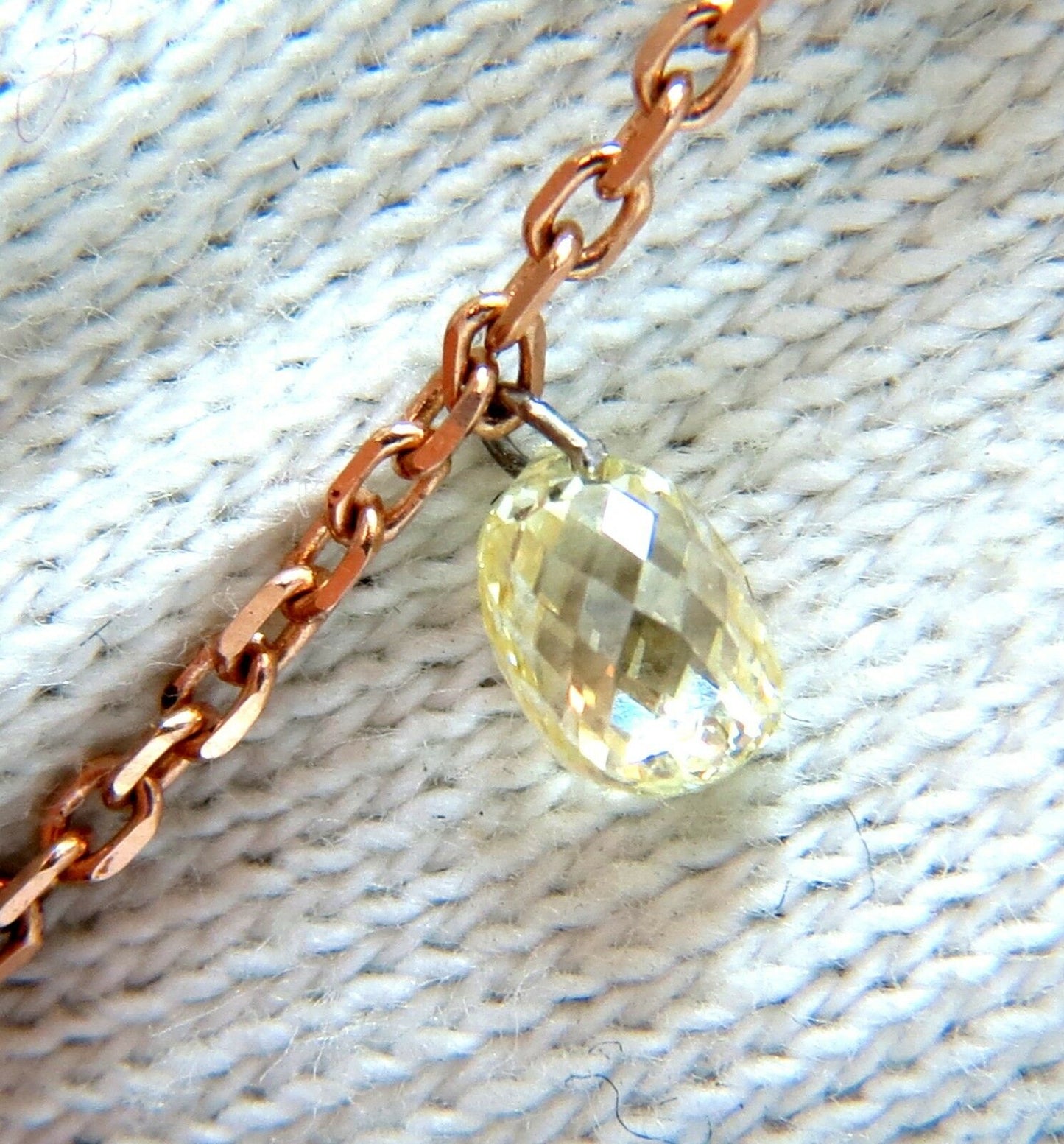 6.00ct Natural Briolette Diamonds Station Yard Necklace 14 Karat
