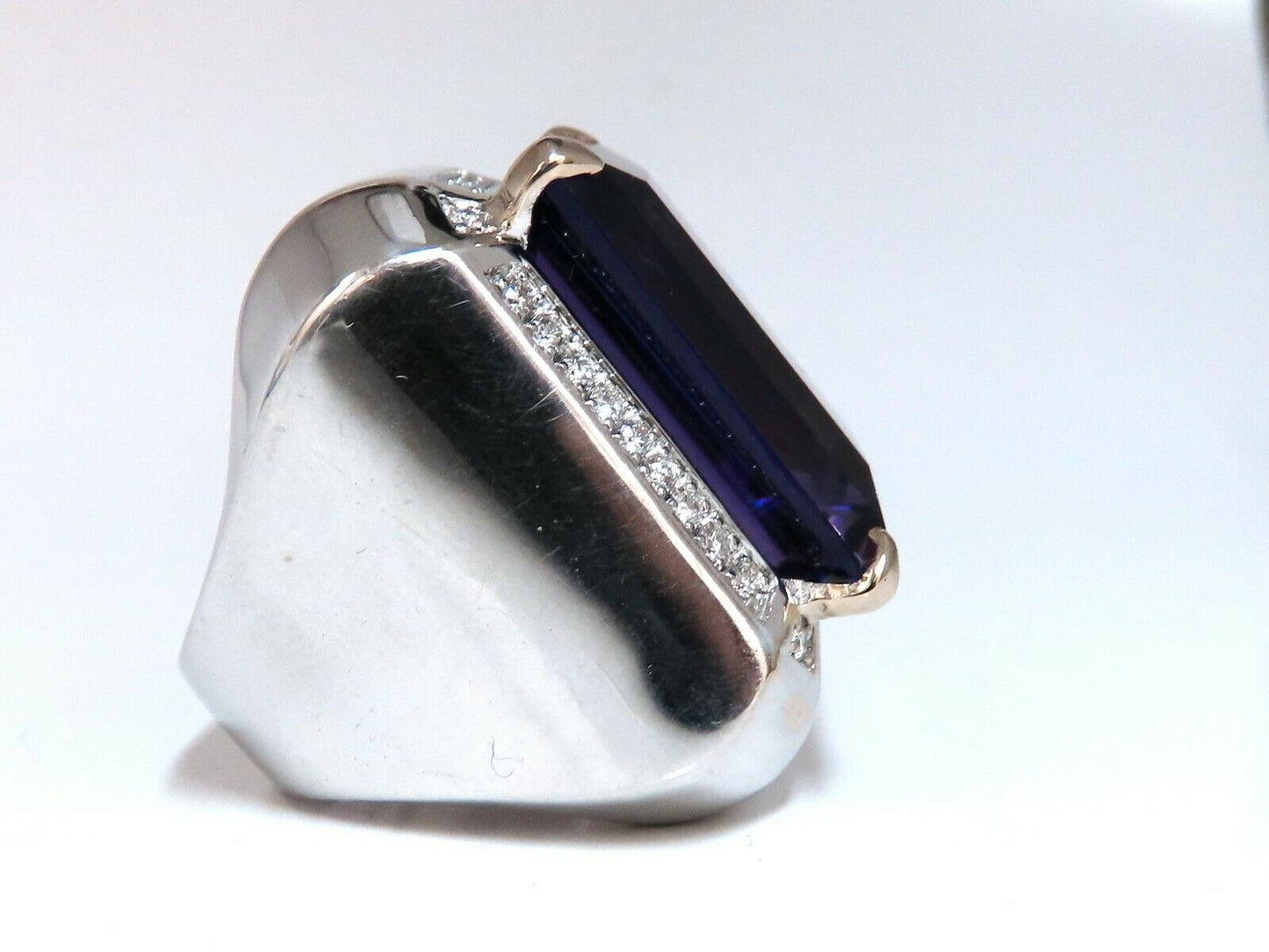 37.23Ct Natural Amethyst Diamond Ring 18 Karat Cocktail Cluster