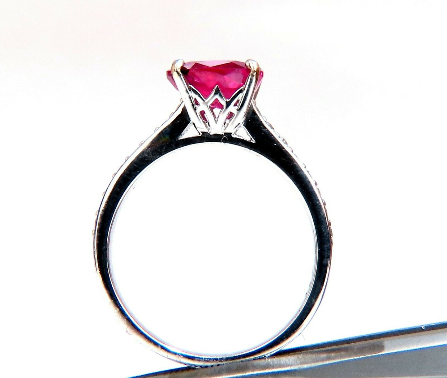 GIA Certified 3.06ct red ruby diamonds ring 14 Karat