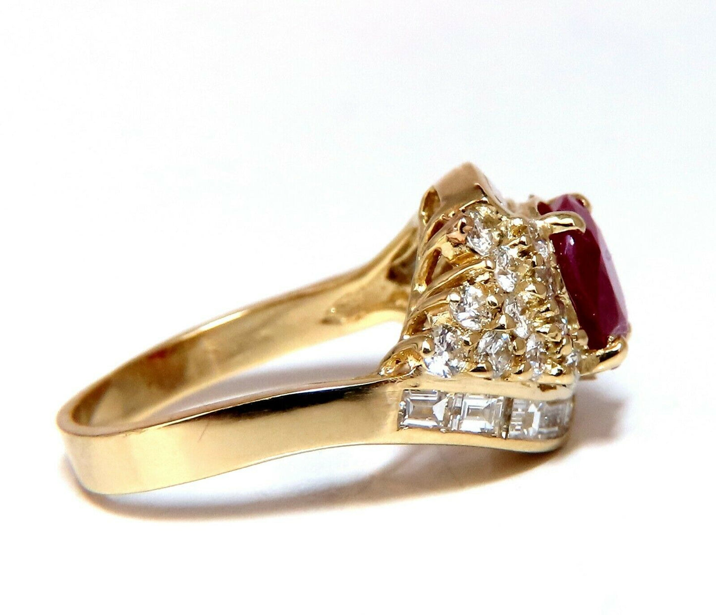 GIA Certified 4.08ct Burma Red Ruby Diamonds Ring 18 Karat
