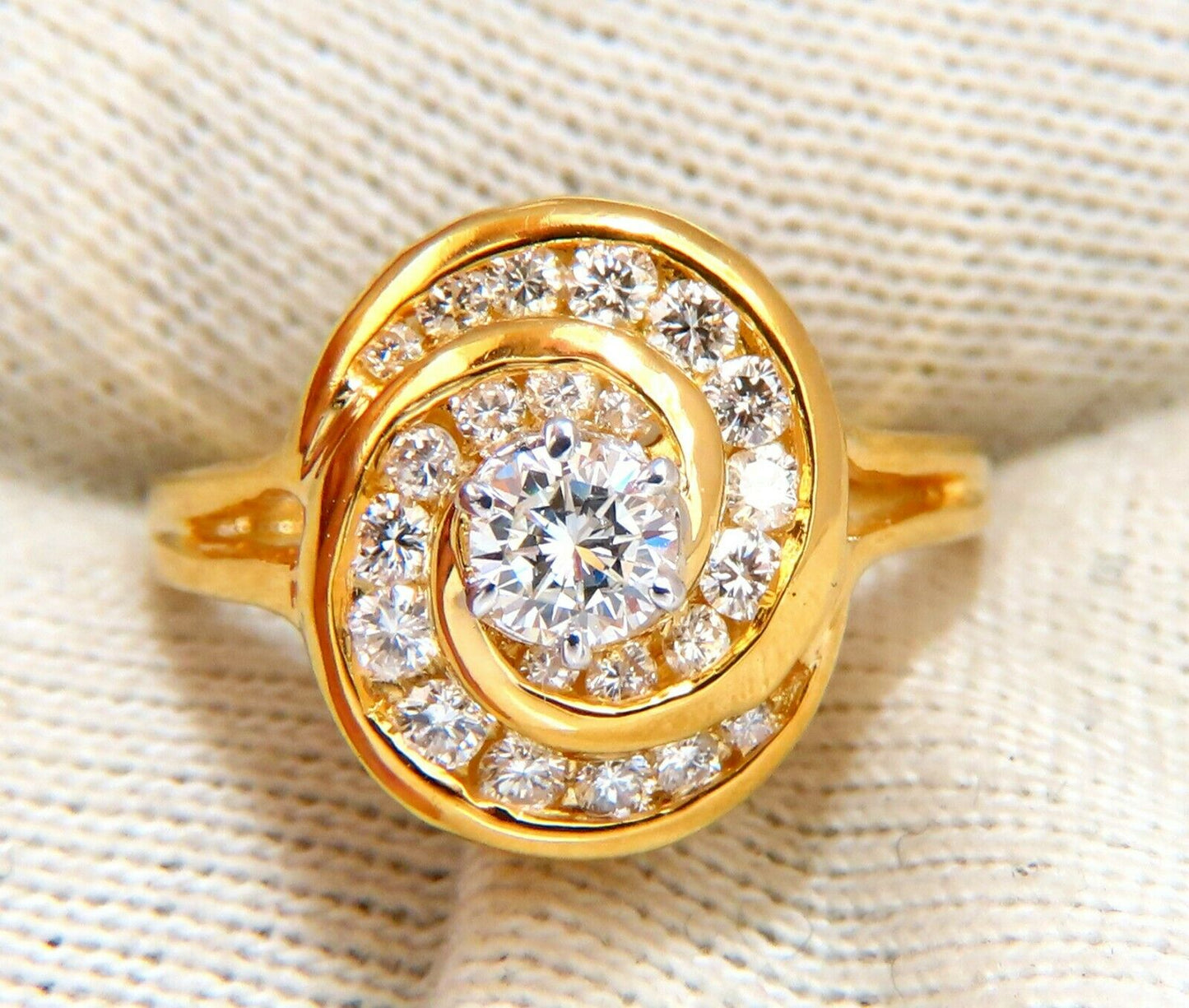 GIA Certified Diamond Endless Swirl Cluster ring 14 Karat