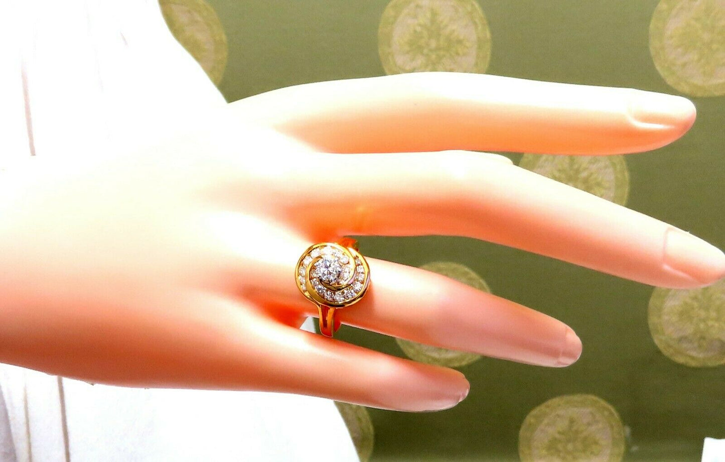 GIA Certified Diamond Endless Swirl Cluster ring 14 Karat