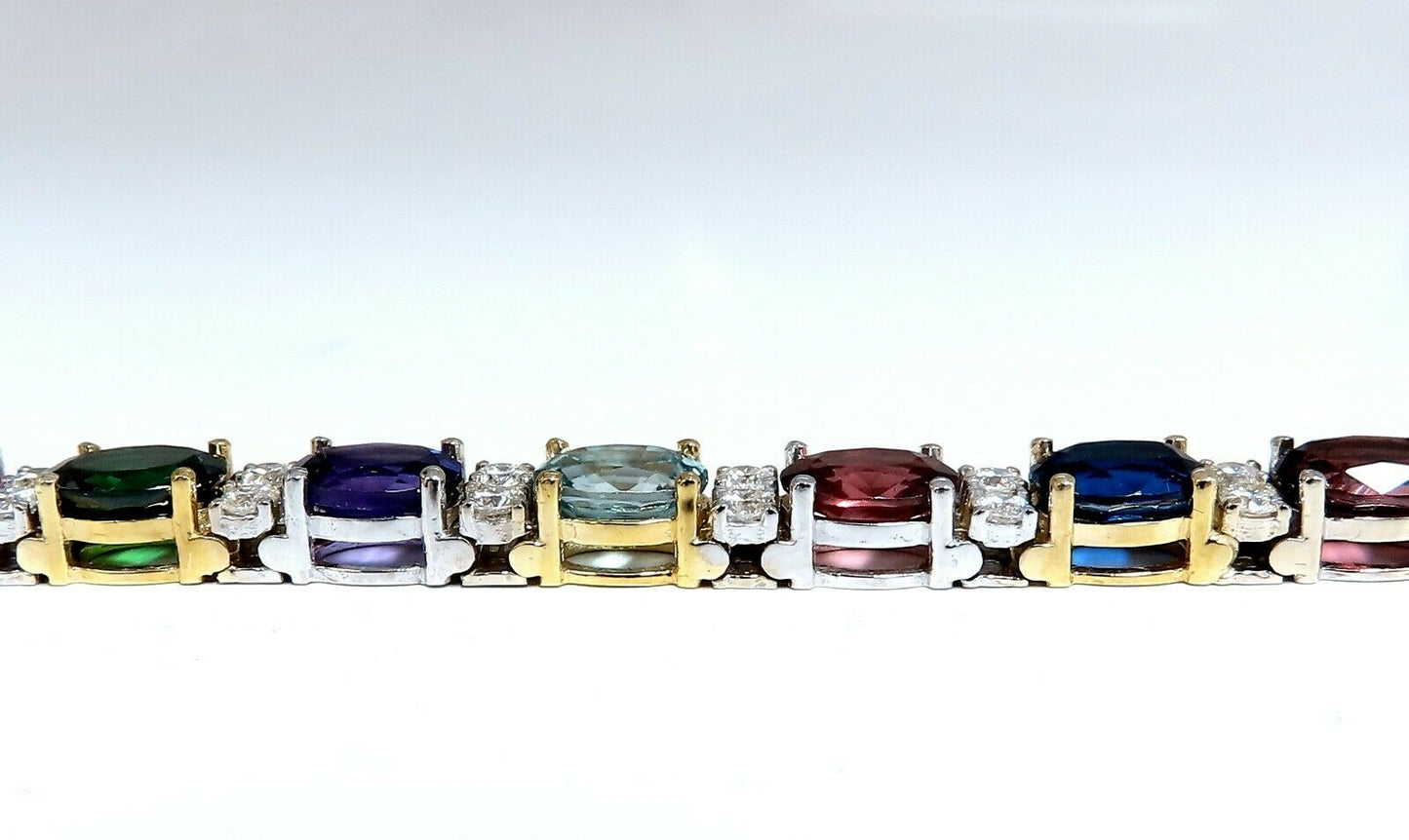 26.50ct Natural Emeralds Aquamarines Red Tourmaline Bracelet 14 Karat Gemline