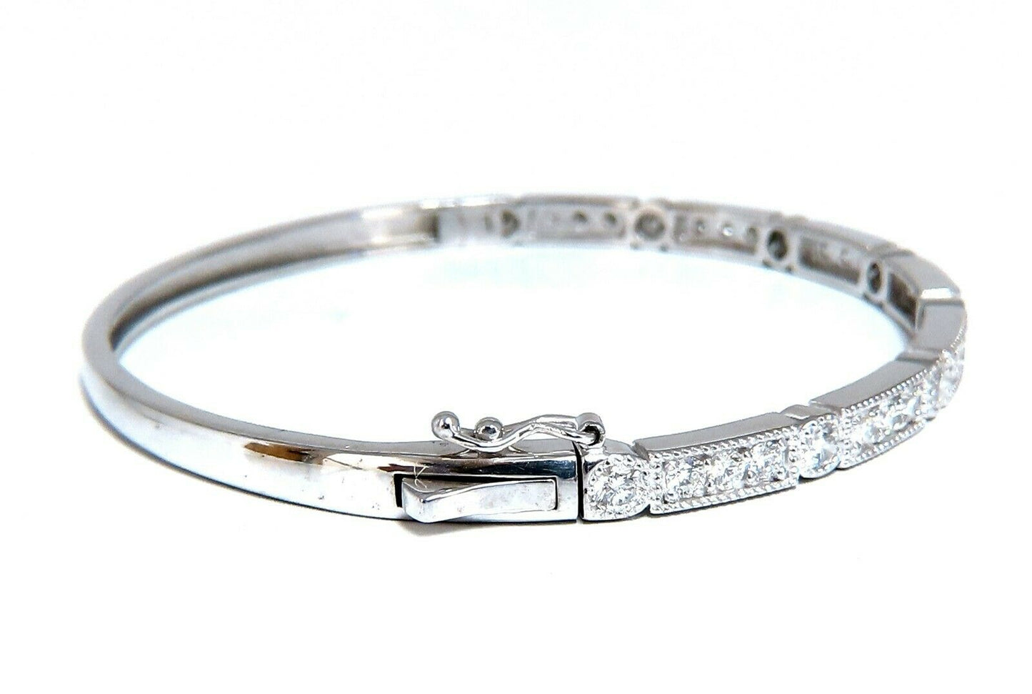 1.60ct Natural Diamonds Bangle Bracelet Edwardian Deco 14 Karat