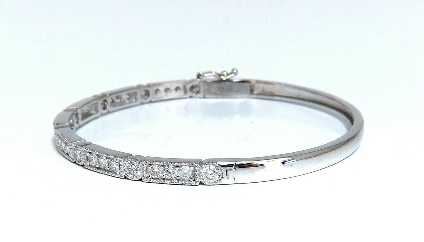 1.60ct Natural Diamonds Bangle Bracelet Edwardian Deco 14 Karat