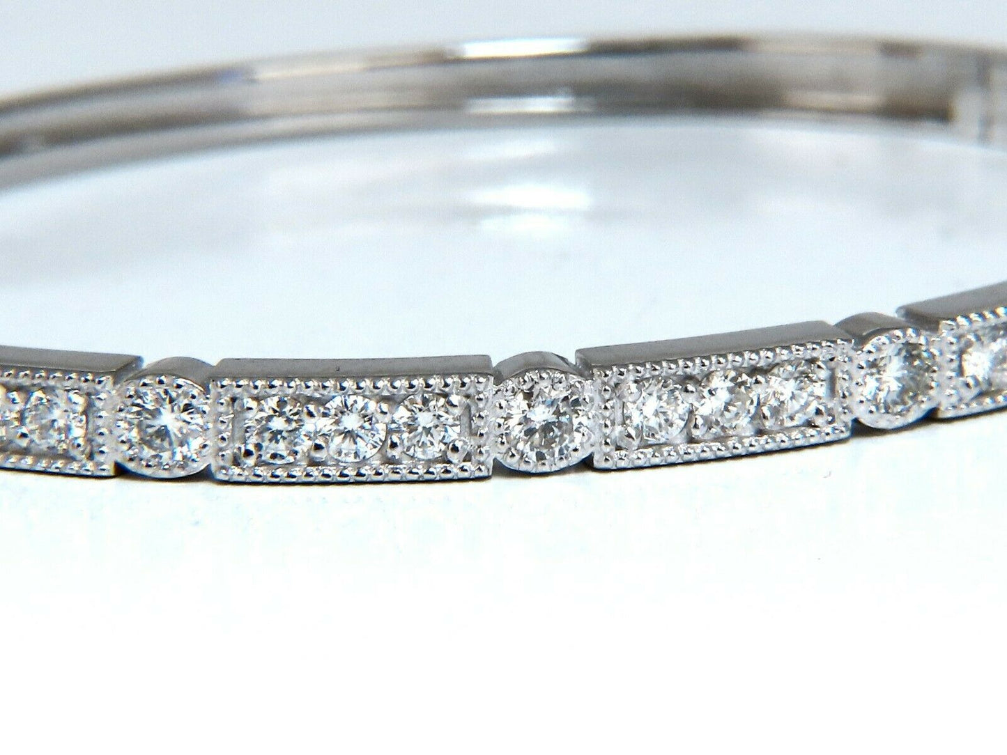 1.60ct Natural Diamonds Bangle Bracelet Edwardian Deco 14 Karat