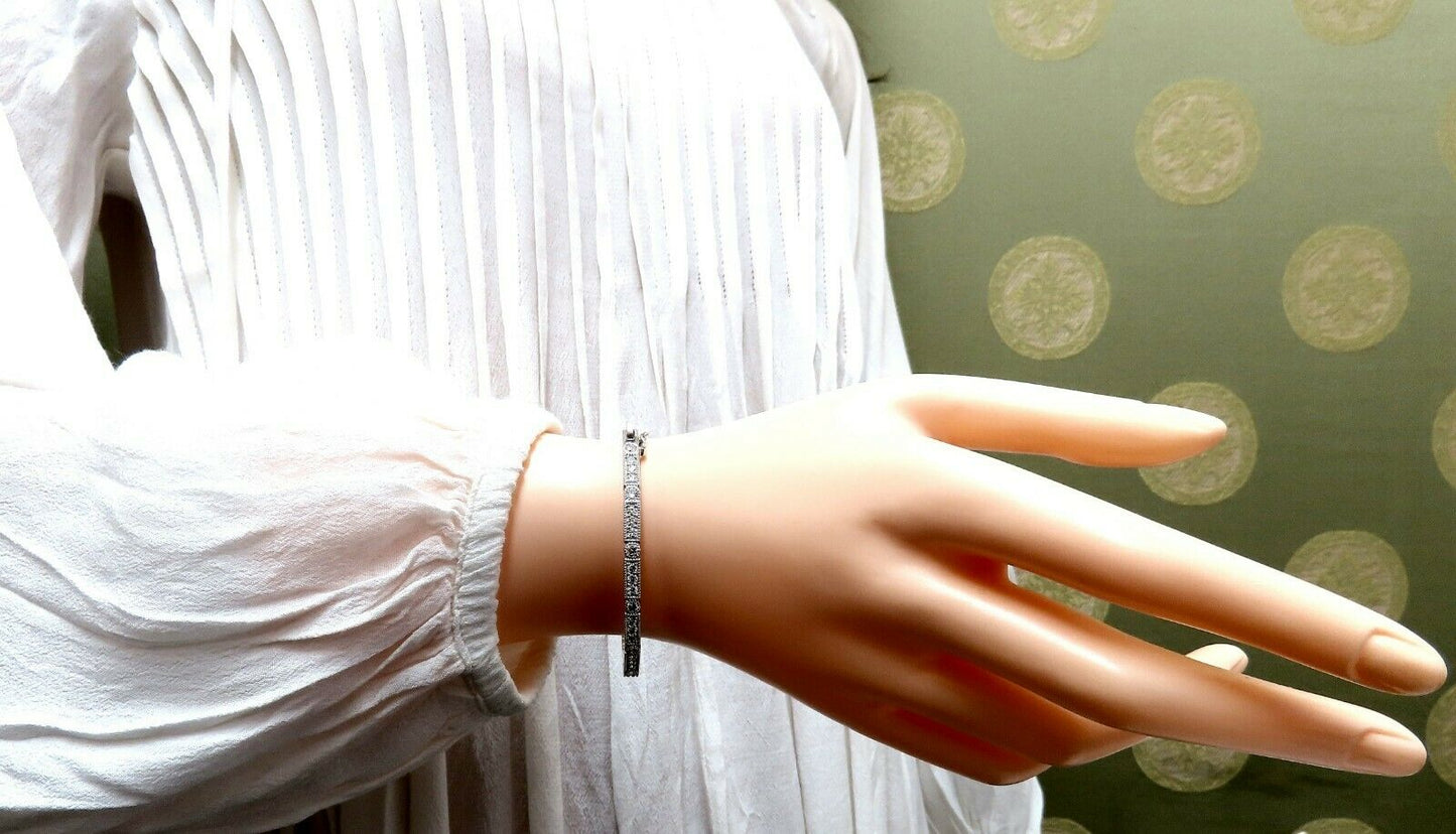 1.60ct Natural Diamonds Bangle Bracelet Edwardian Deco 14 Karat