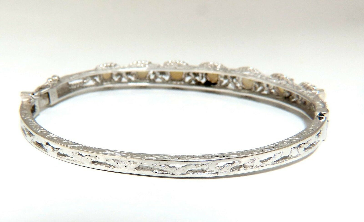 6mm Natural Akoya Pearls Bangle Bracelet 14 Karat Rope Twist