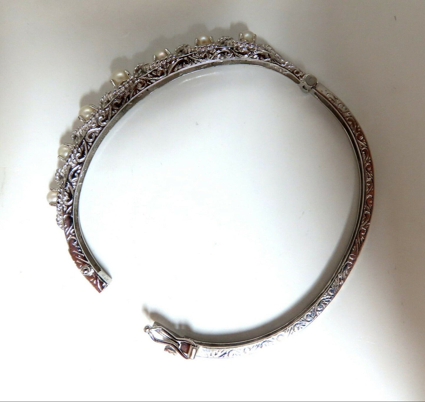 6mm Natural Akoya Pearls Bangle Bracelet 14 Karat Rope Twist