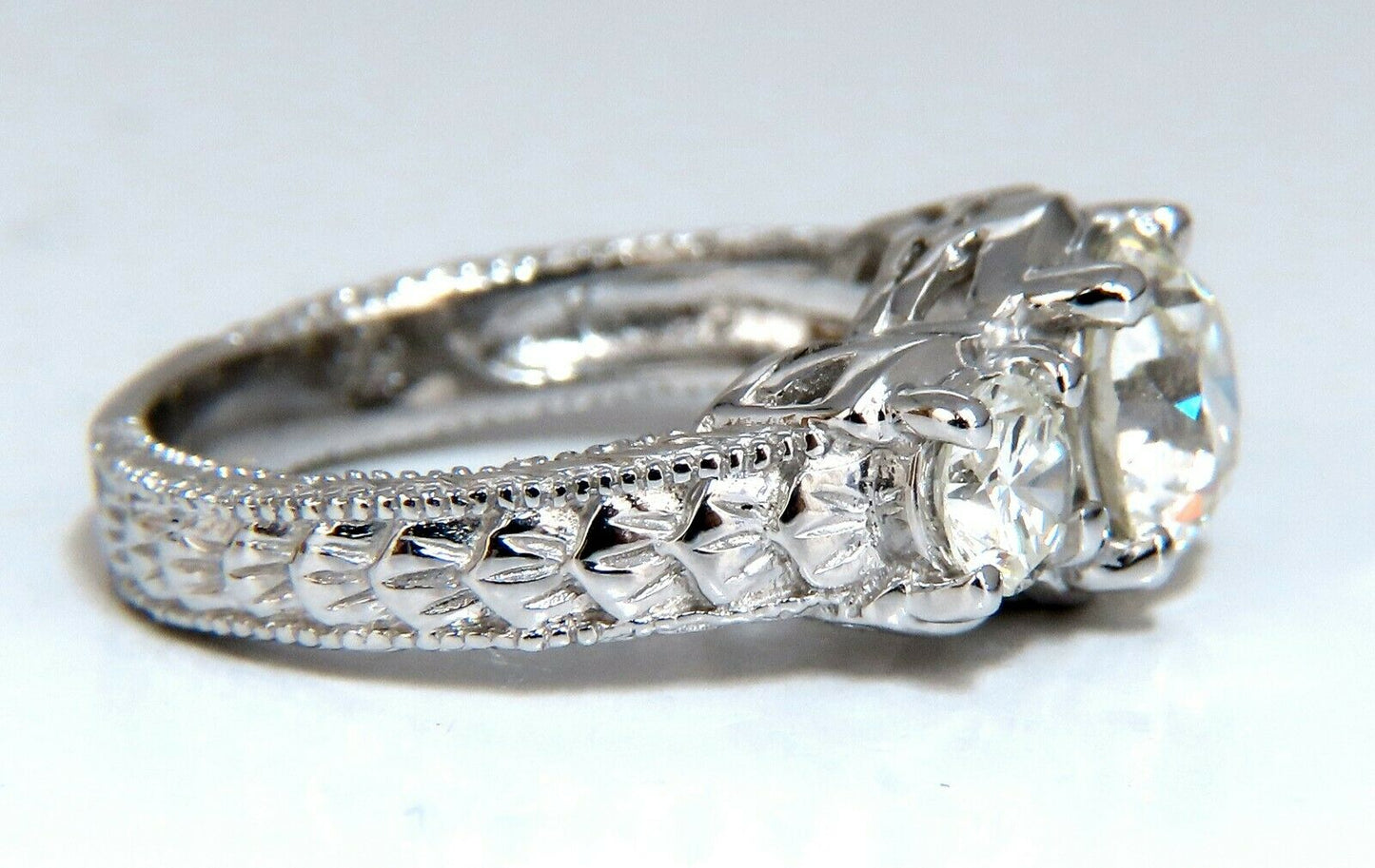 1.70ct Natural Round Diamond Engagement ring Classic Three 14 Karat