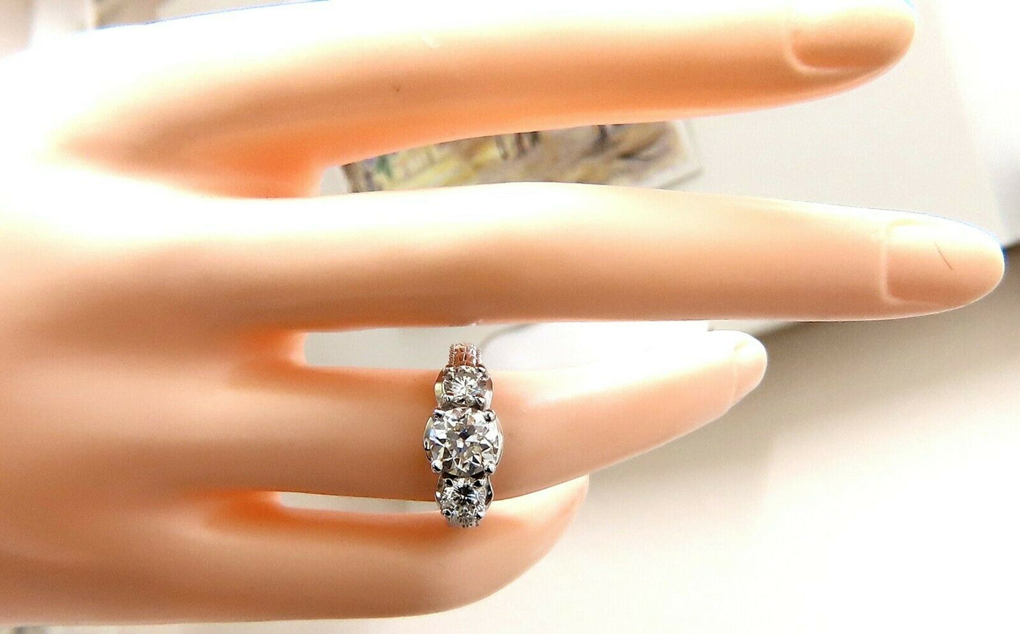 1.70ct Natural Round Diamond Engagement ring Classic Three 14 Karat