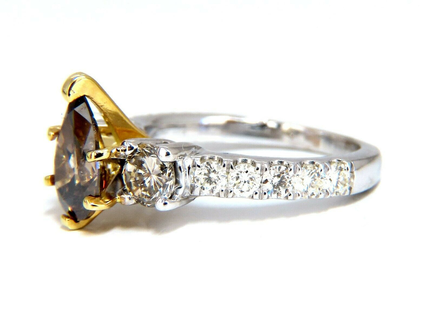 1.50ct Natural Fancy Brown & 1.30ct Diamonds Mod Three Ring 14 Karat