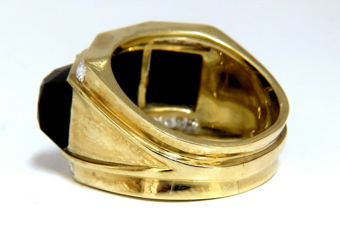 2.00ct Natural Jet Black Onyx Diamonds Ring 18 Karat