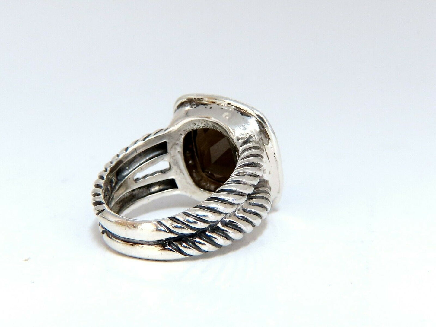 Natural Smokey Topaz Diamonds Ring Silver 925